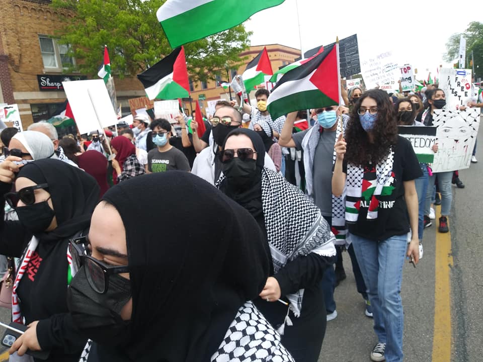 Dearborn demonstration marching on Michigan avenue on al-Nakba Day, May ...