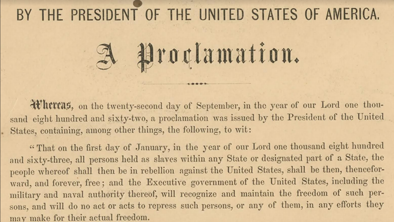 Emancipation Proclamation 18621863 Fighting Words