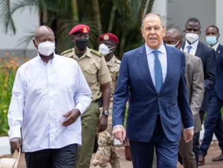 Ugandan President Yoweri Museveni with Russian FM Sergei Lavrov