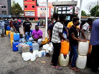 Sri Lanka people line up for fuel