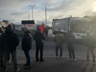 Birmingham bin strikers outside depot
