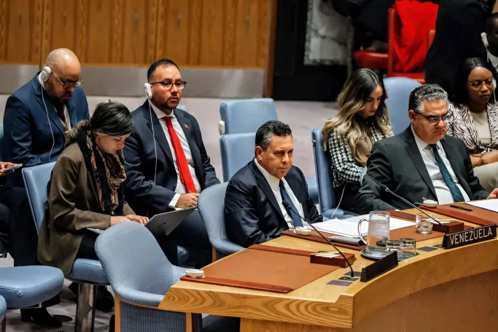 Venezuelan Ambassador to the United Nations in a Security Council meeting on December 23, 2025